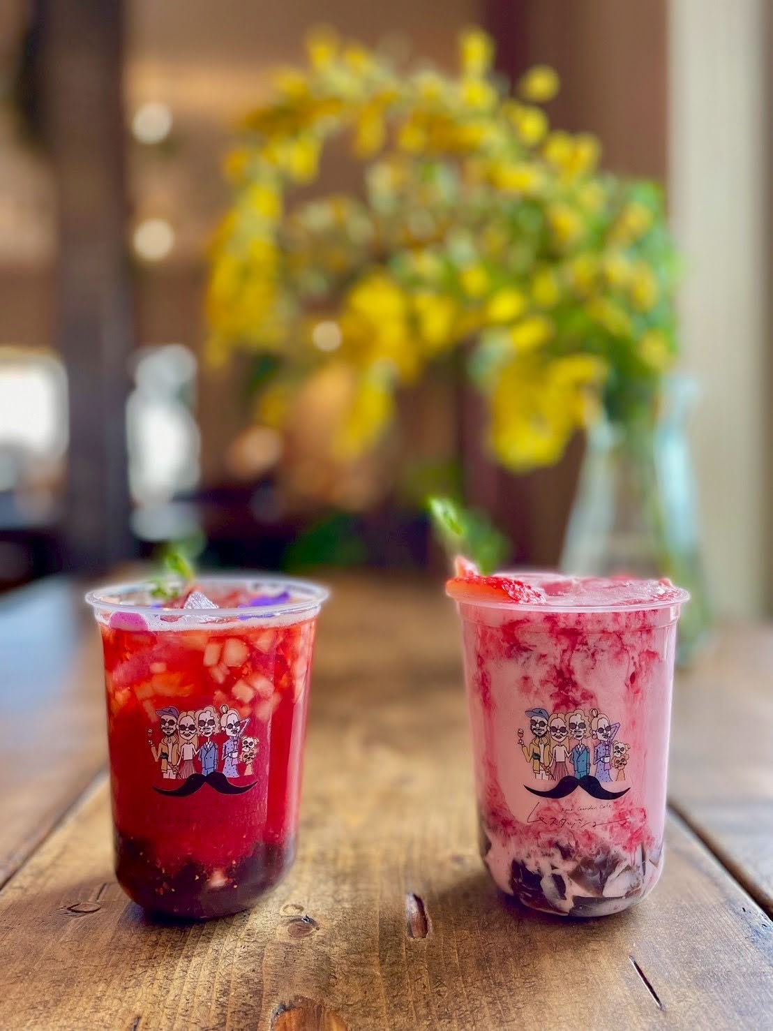 わらび餅ドリンクとミモザ